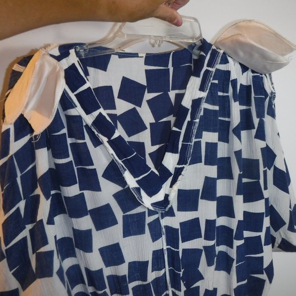 v-neck chiffon kimono-style geometric-print dress, vintage 1970s-1980s - Picture 10 of 16